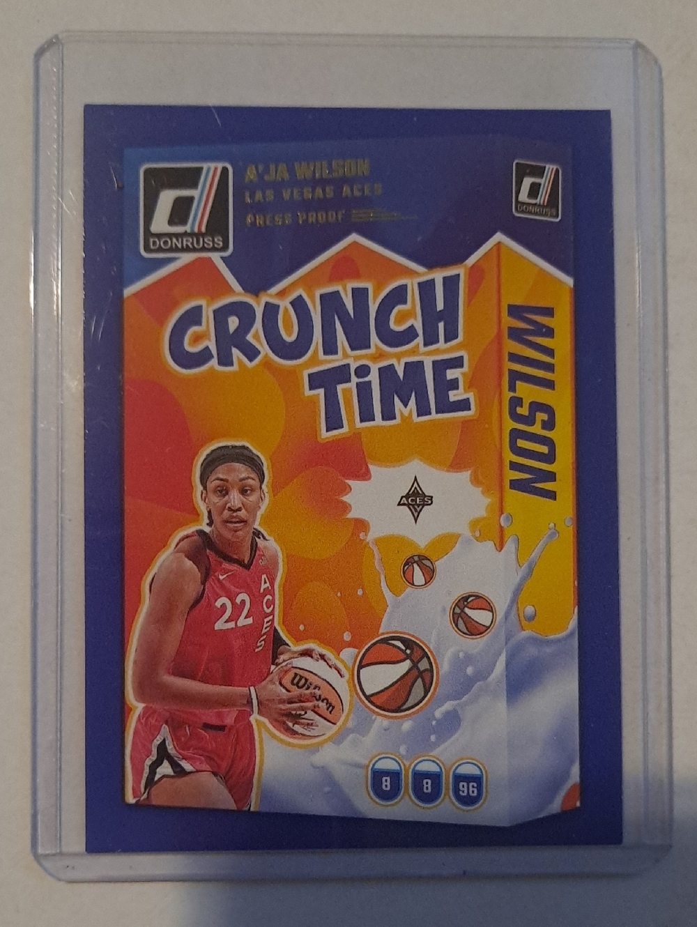 Panini Crunch Time A'ja Wilson Blue Yellow Orange Trading Card